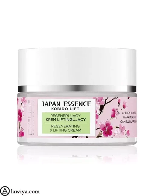 کرم لیفتینگ و احیا کننده شکوفه های گیلاس اولاین اصل فرانسه_EVELINE Japan essence regenerating and lifting cream2