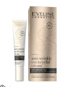 کرم ضد چروک دور چشم و پلک اولاین ارگانیک سیکا اصل فرانسه Eveline Organic Gold Anti-Wrinkle Eye&Eyelid Cream with Cica and Aloe Vera1