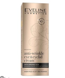 کرم ضد چروک دور چشم و پلک اولاین ارگانیک سیکا اصل فرانسه Eveline Organic Gold Anti-Wrinkle Eye&Eyelid Cream with Cica and Aloe Vera3