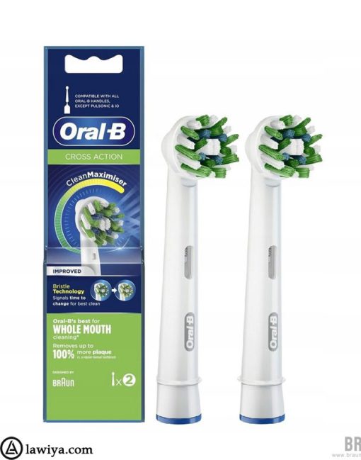 یدک مسواک برقی اورال بی مدل کراس اکشن اصل آلمان بسته 2 عددی - Oral B cross action Heads brush pack of 2