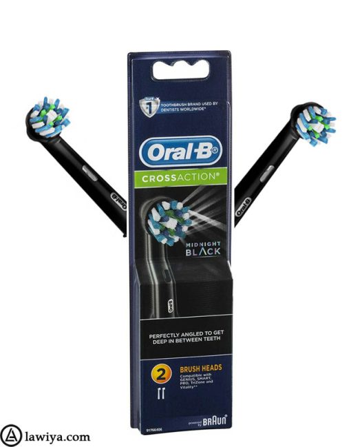 یدک مسواک برقی اورال بی مدل کراس اکشن نسخه مشکی اصل آلمان بسته 2 عددی - Oral B cross action black edition Heads brush pack of 2