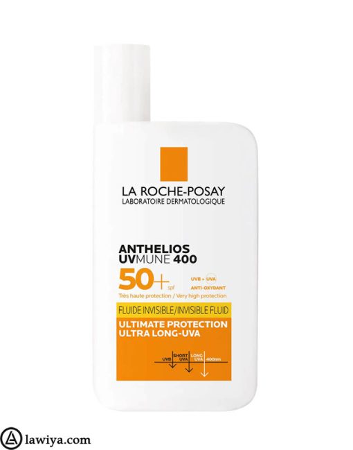 ضد آفتاب بی رنگ لاروش پوزای SPF50 مدل Anthelios اصل فرانسه 50 میل - LA ROCHE POSAY ANTHELIOS UVMUNE 400 INVISIBLE FLUID SPF50+ SUN CREAM 50ML