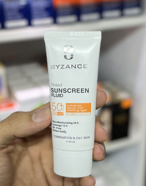 ضد آفتاب رنگی بیزانس اصل مناسب پوست چرب| Byzance colored sunscreen for oily skin spf 50