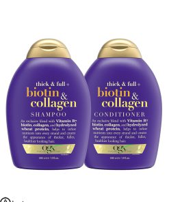 شامپو بیوتین و کلاژن او جی ایکس اصل آمریکا ضد ریزش و ضخیم کننده مو | OGX Thick & Full + Biotin & Collagen