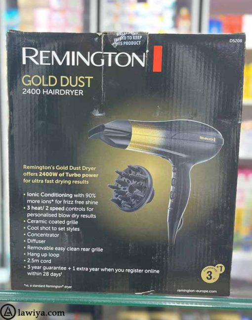 سشوار حرفه‌ای رمینگتون گلد داست اصل انگلیس - remington gold dust 2400w hair dryer