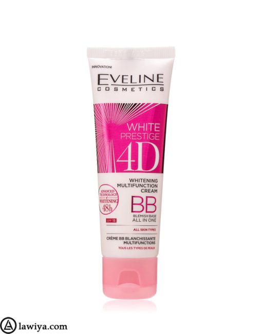 بی بی کرم روشن کننده اولاین اصل فرانسه | Eveline White Prestige 4D Whitening Multifunction BB Cream 50 ml